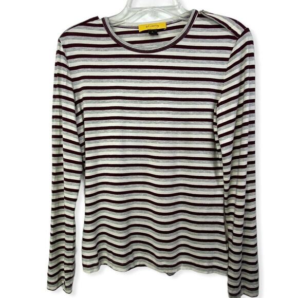 St. John Tops - St. John ‎ Long Sleeve Striped Crew Neck Viscose BlendBlouse Career Workwear Med